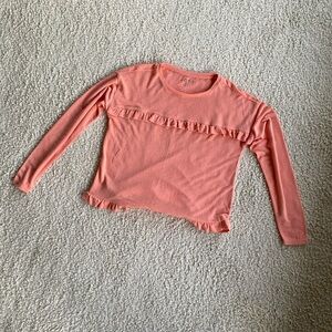 Women’s LOFT Coral Long Sleeve Ruffle Top, Size XSMALL